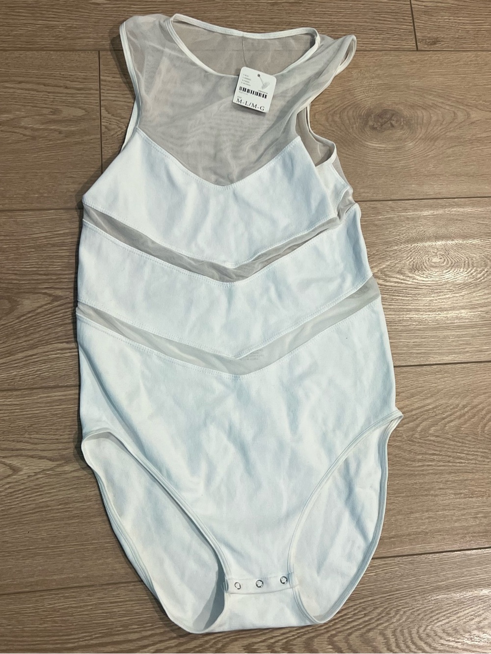 Free People White Mesh-Panel Bodysuit